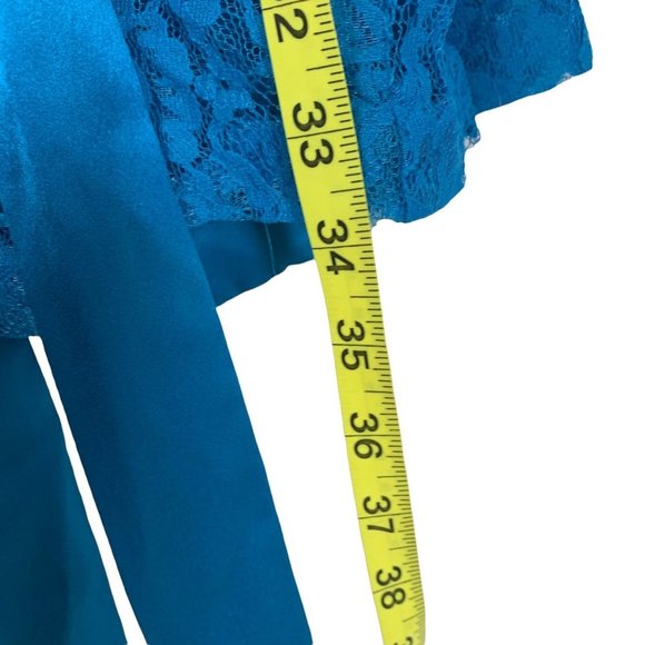 Vintage 90s Victorias Secret Gold Label Blue Lace Short Robe One Size - Picture 6 of 8